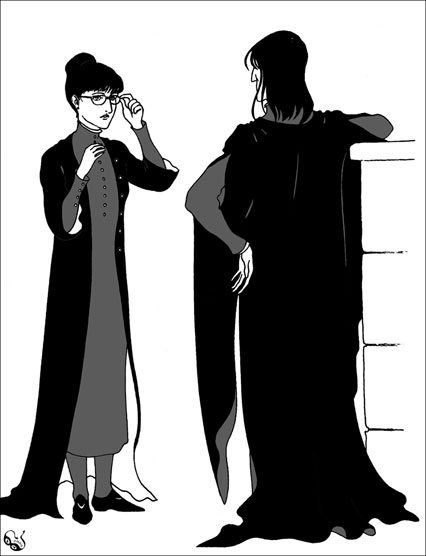 Irma Pince and Severus Snape by Egyptian Mau